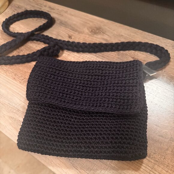 The Sak Navy Blue Crochet Crossbody Bag | Small Woven Purse with Braided Strap - Picture 1 of 6